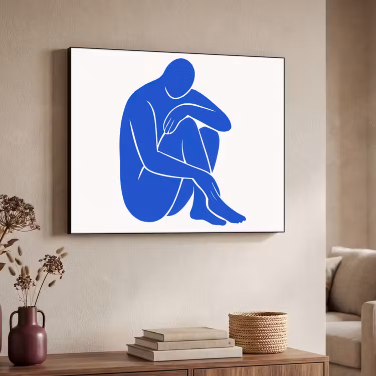 Lichaam - Abstract - Blauw Textielframe zwart klein -sfeer3