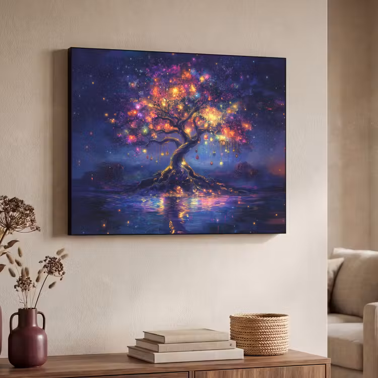 Kosmisch - lichtboom - Kerst - Kleurrijk Textielframe - compleet frame klein -sfeer3