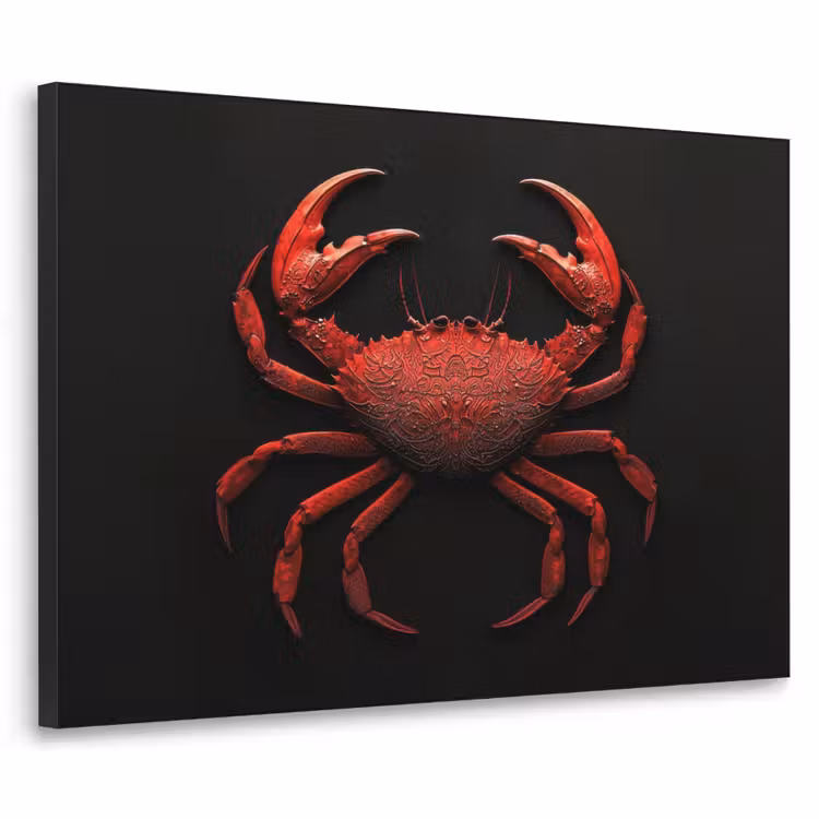 Krab - Rood - Vissen - Schaaldieren Textielframe - compleet frame klein -3d