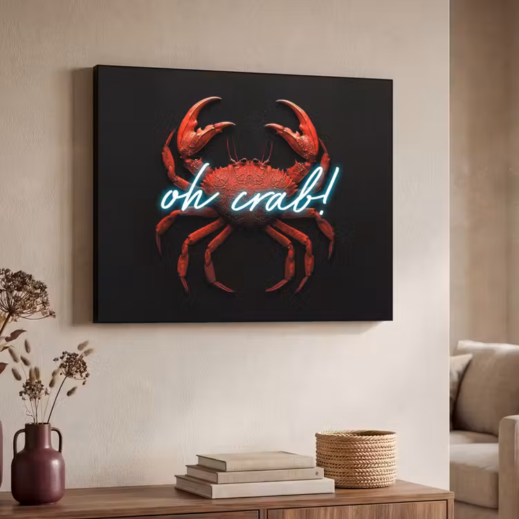 Krab - Rood - Neon - Quote Textielframe - compleet frame klein -sfeer3