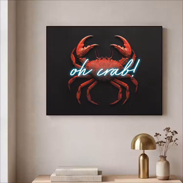 Krab - Rood - Neon - Quote Textielframe - compleet frame klein -sfeer2