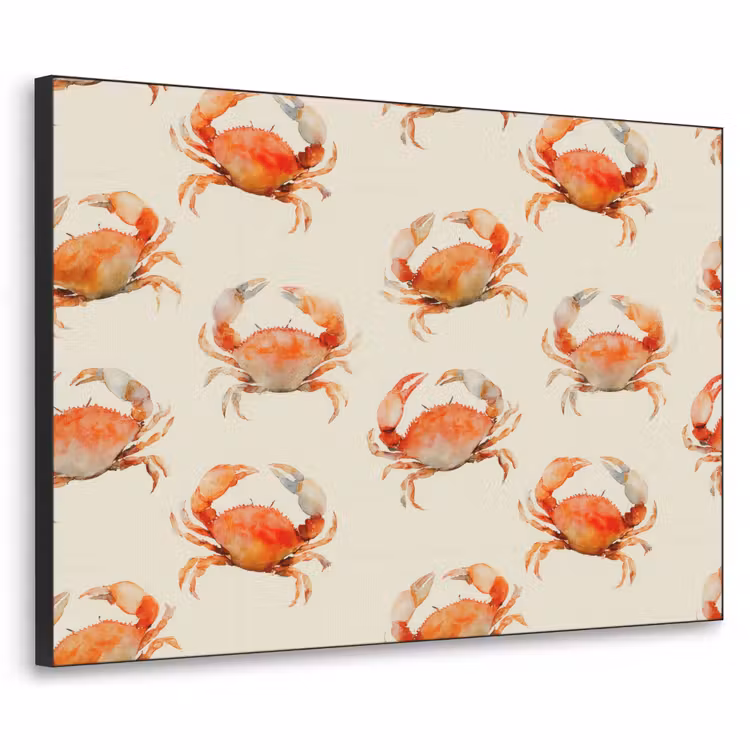 Krabben - Patroon - Oranje Textielframe zwart klein 947 -3d