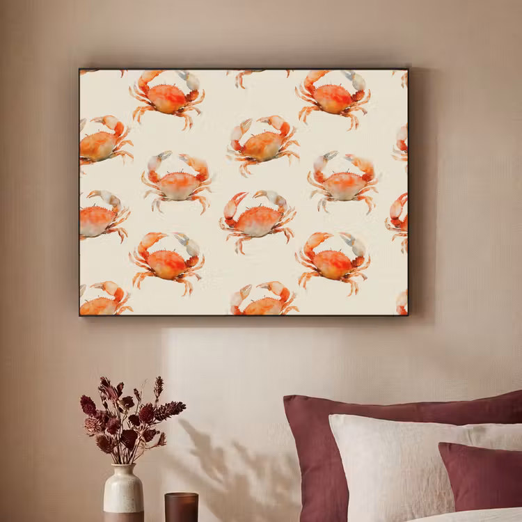 Krabben - Patroon - Oranje Textielframe zwart klein 947 -sfeer1