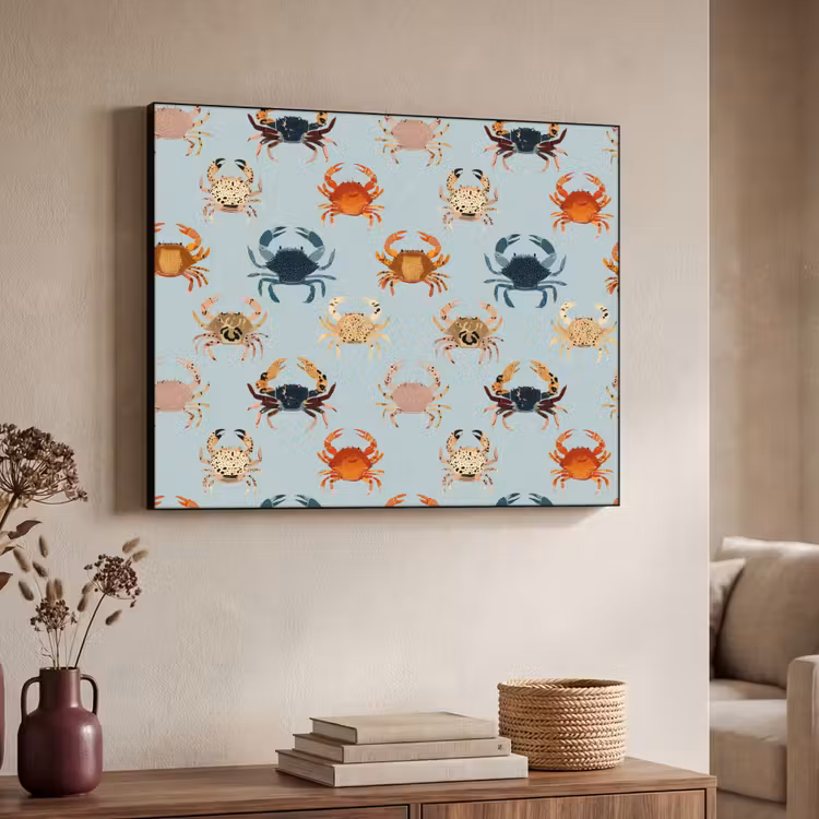 Krabben - Speels - Kleurrijk Textielframe zwart klein 947 -sfeer3