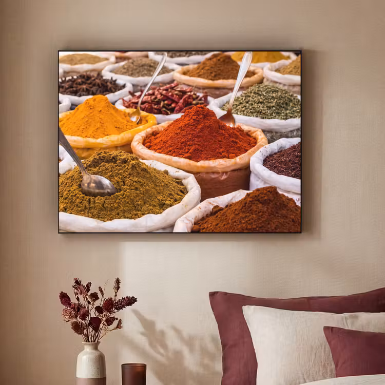Art Frame - Kräuter – Markt – Essen - Kruiden - Markt - Eten Textielframe zwart klein