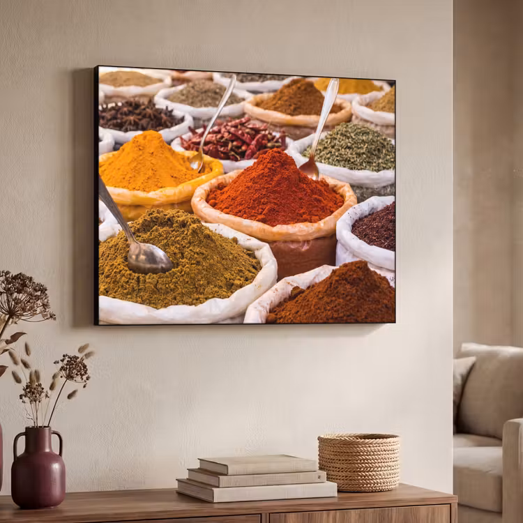 Art Frame - Kräuter – Markt – Essen - Kruiden - Markt - Eten Textielframe zwart klein