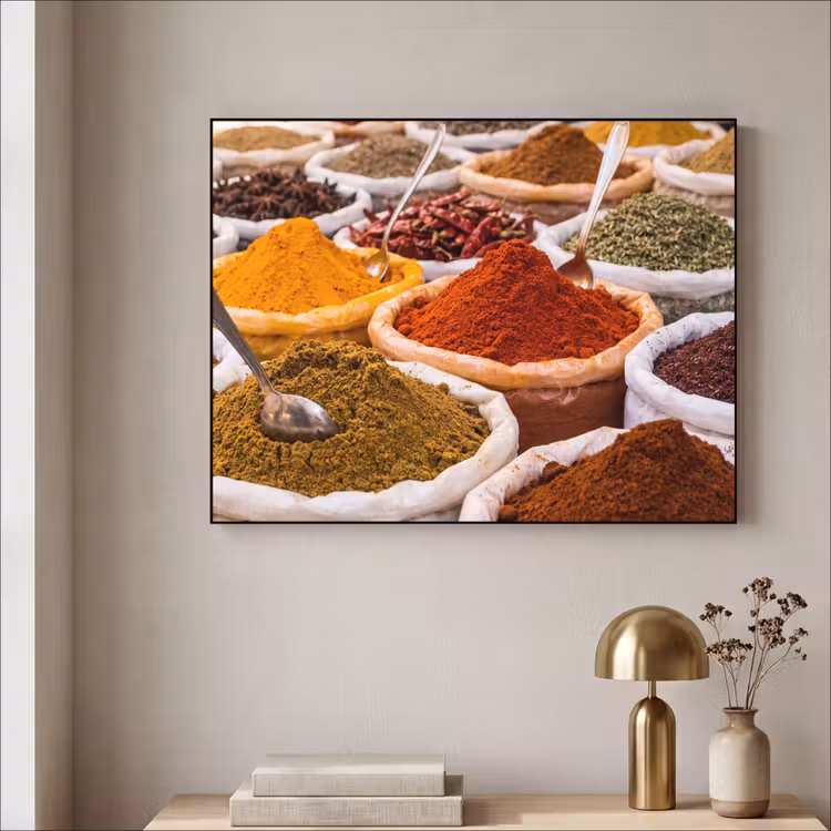 Art Frame - Kräuter – Markt – Essen - Kruiden - Markt - Eten Textielframe zwart klein