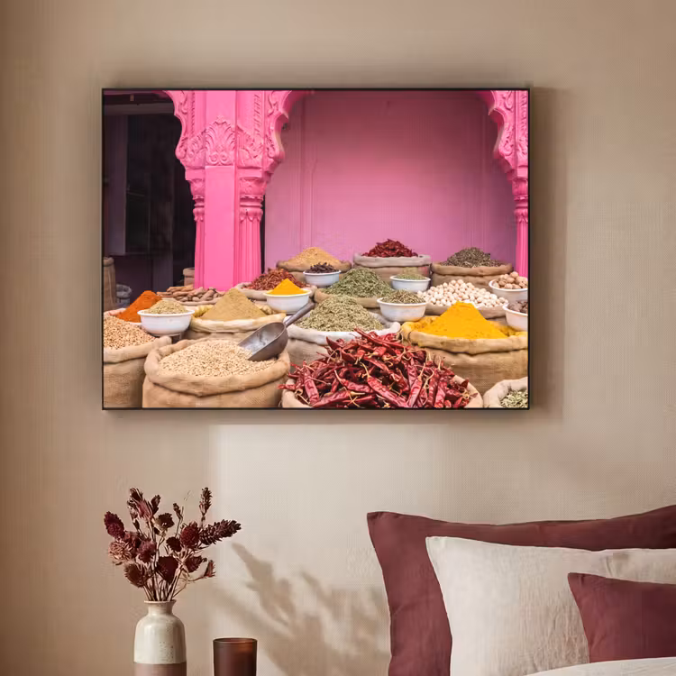 Art Frame - Kräuter – Markt – Rosa - Kruiden - Markt - Roze Textielframe zwart klein