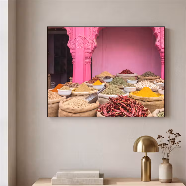 Art Frame - Kräuter – Markt – Rosa - Kruiden - Markt - Roze Textielframe zwart klein