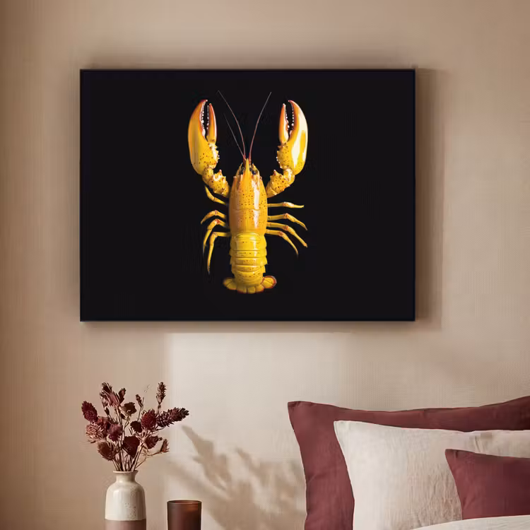 Kreeft - Geel - Stippen - Effen Textielframe - compleet frame klein -sfeer1