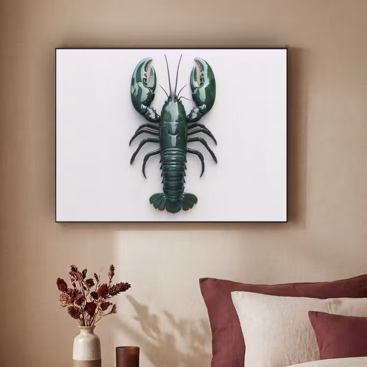 Kreeft - Glossier - Groen - Wit Textielframe - compleet frame klein -sfeer1