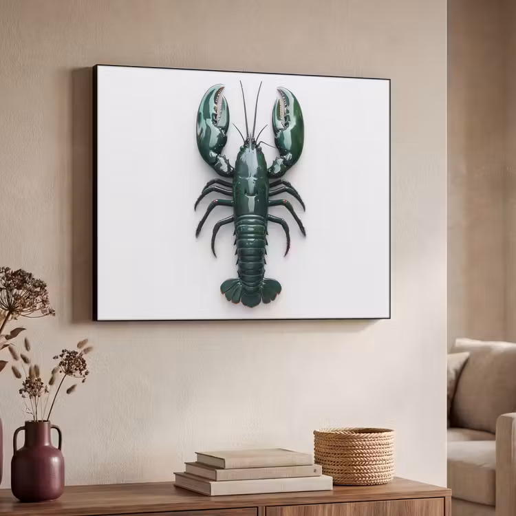 Kreeft - Glossier - Groen - Wit Textielframe - compleet frame klein -sfeer3