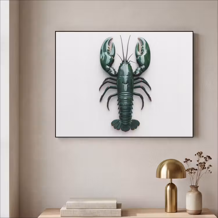 Kreeft - Glossier - Groen - Wit Textielframe zwart klein -sfeer2