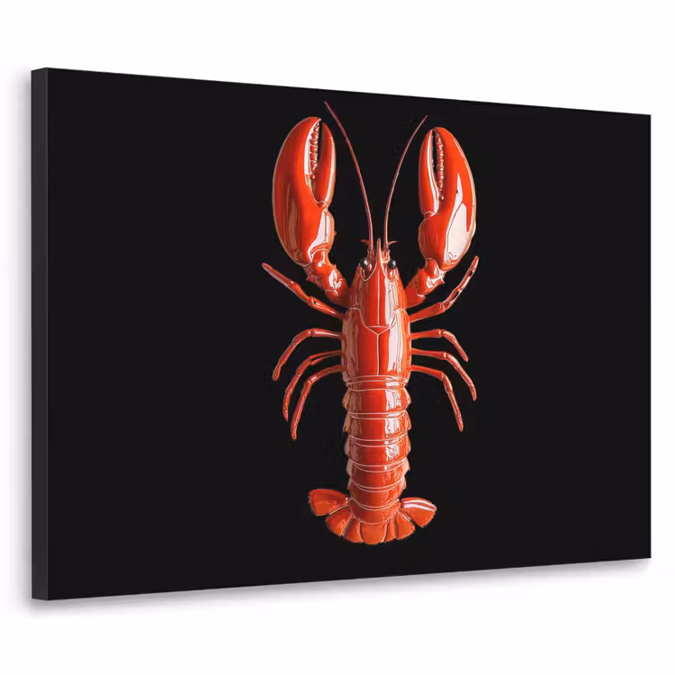 Kreeft - Glossier Rood - Zwart Textielframe zwart klein -3d