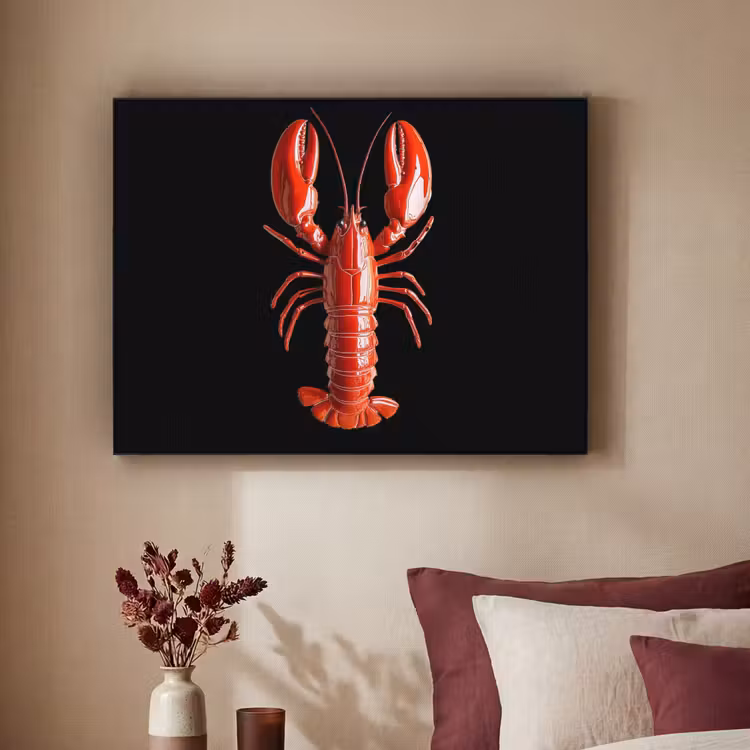 Kreeft - Glossier Rood - Zwart Textielframe - compleet frame klein -sfeer1