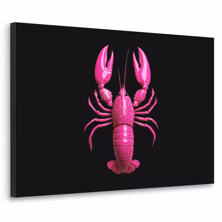 Kreeft - Felroze - Stippen - Opvallend Textielframe zwart klein -3d