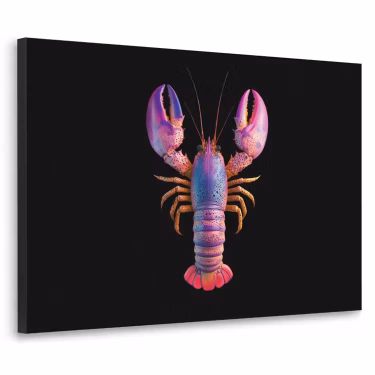 Kreeft - Paars - Roze - Zwart - Stippen - Lila Textielframe - compleet frame klein -3d