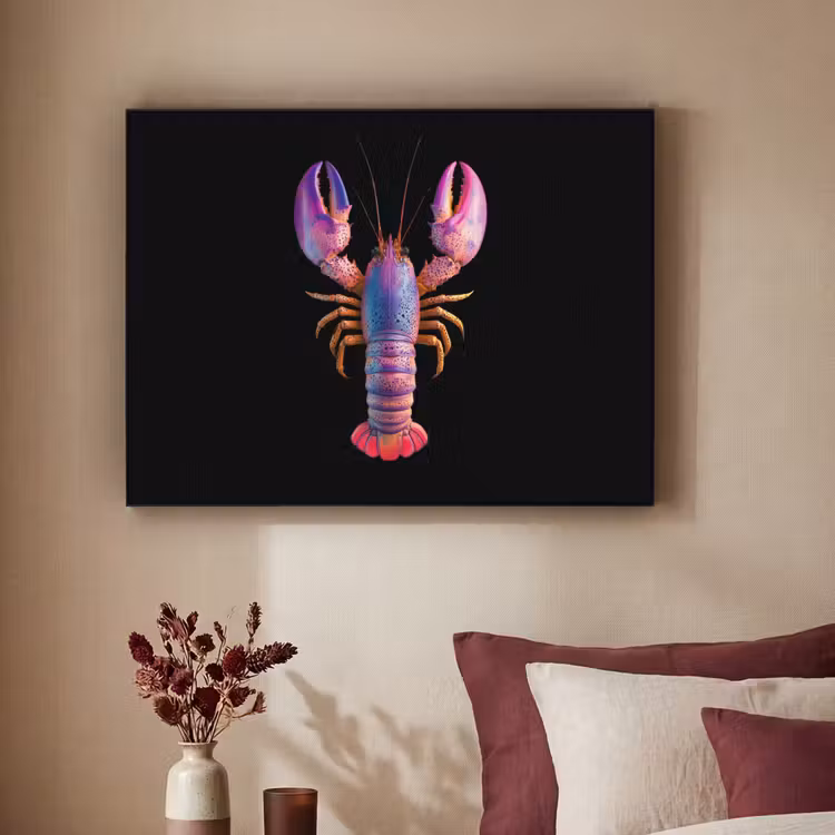 Kreeft - Paars - Roze - Zwart - Stippen - Lila Textielframe zwart klein -sfeer1