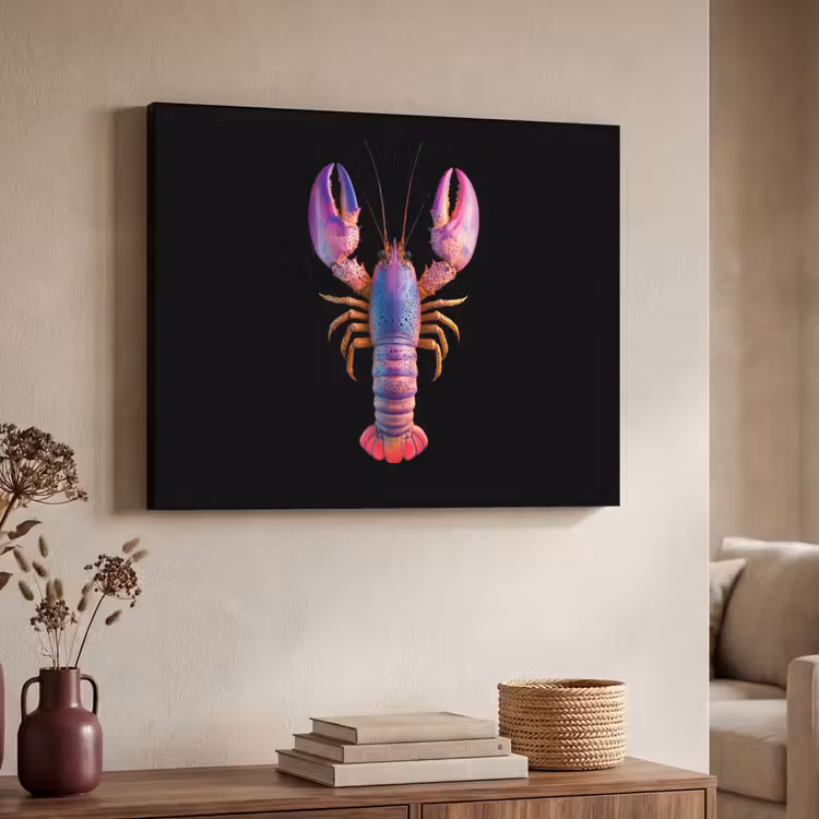 Kreeft - Paars - Roze - Zwart - Stippen - Lila Textielframe - compleet frame klein -sfeer3