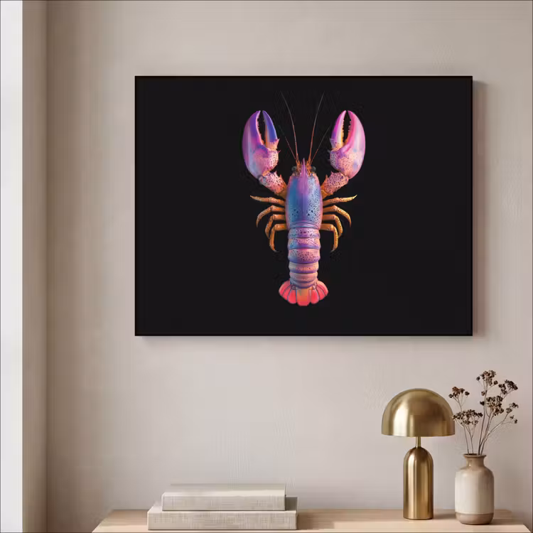 Kreeft - Paars - Roze - Zwart - Stippen - Lila Textielframe zwart klein -sfeer2