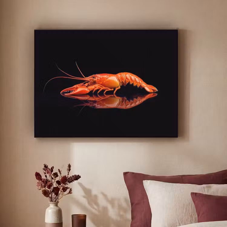 Kreeft - Oranje - Zwart - Opvallend Textielframe - compleet frame klein -sfeer1