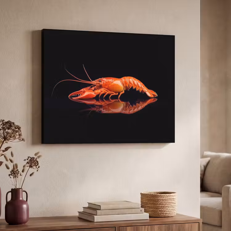 Kreeft - Oranje - Zwart - Opvallend Textielframe - compleet frame klein -sfeer3