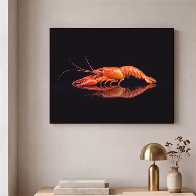 Kreeft - Oranje - Zwart - Opvallend Textielframe - compleet frame klein -sfeer2