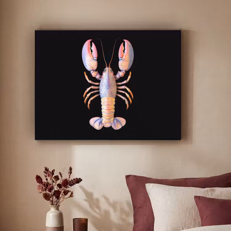 Kreeft - Roze - Zacht - Zwart Textielframe zwart klein -sfeer1
