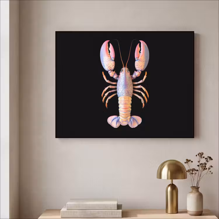 Kreeft - Roze - Zacht - Zwart Textielframe - compleet frame klein -sfeer2
