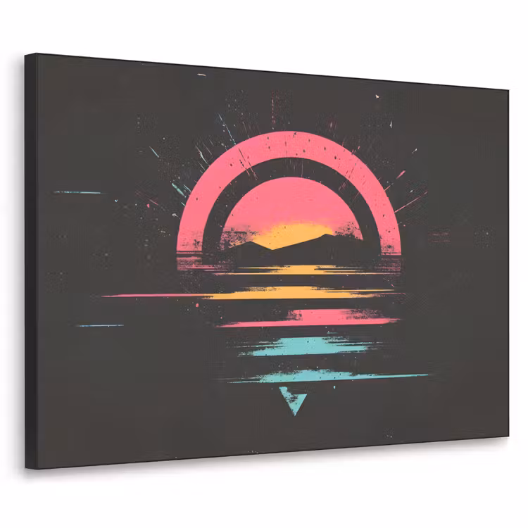 Cirkel - Abstract - Roze Textielframe - compleet frame klein -3d
