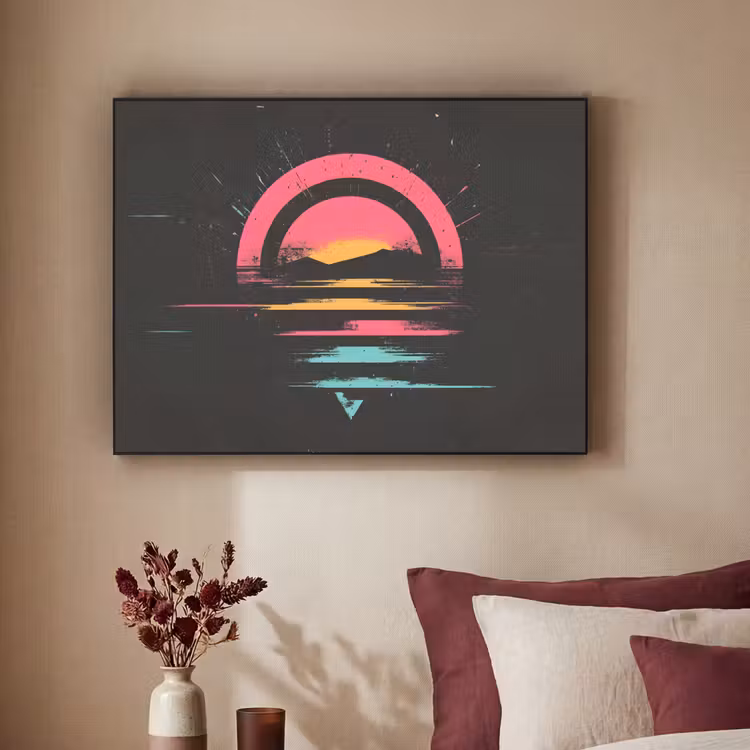 Cirkel - Abstract - Roze Textielframe - compleet frame klein -sfeer1