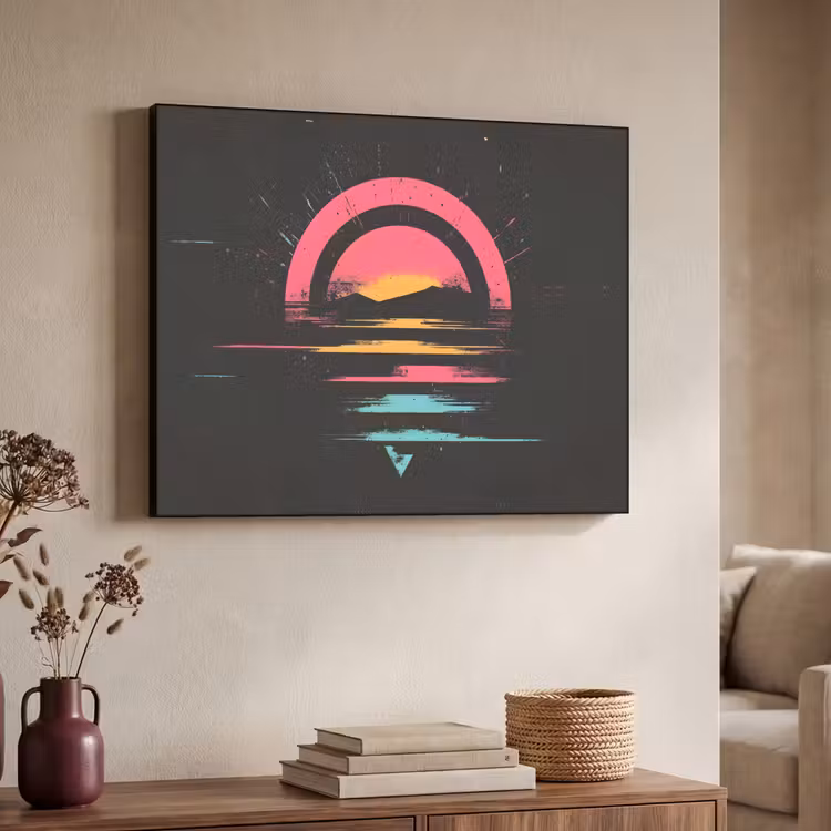 Cirkel - Abstract - Roze Textielframe - compleet frame klein -sfeer3