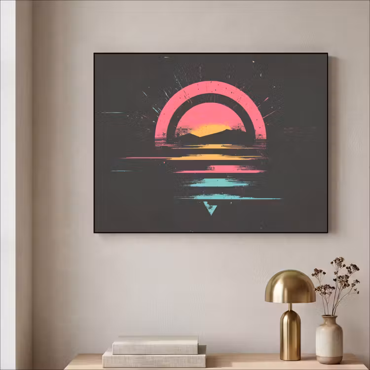 Cirkel - Abstract - Roze Textielframe zwart klein -sfeer2