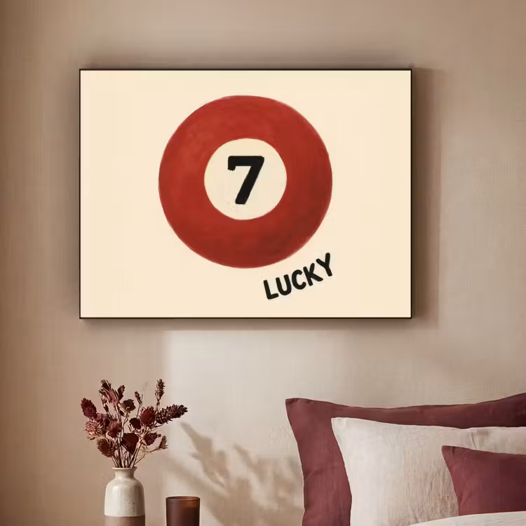Cirkel - Zeven - Lucky - Rood Textielframe zwart klein -sfeer1