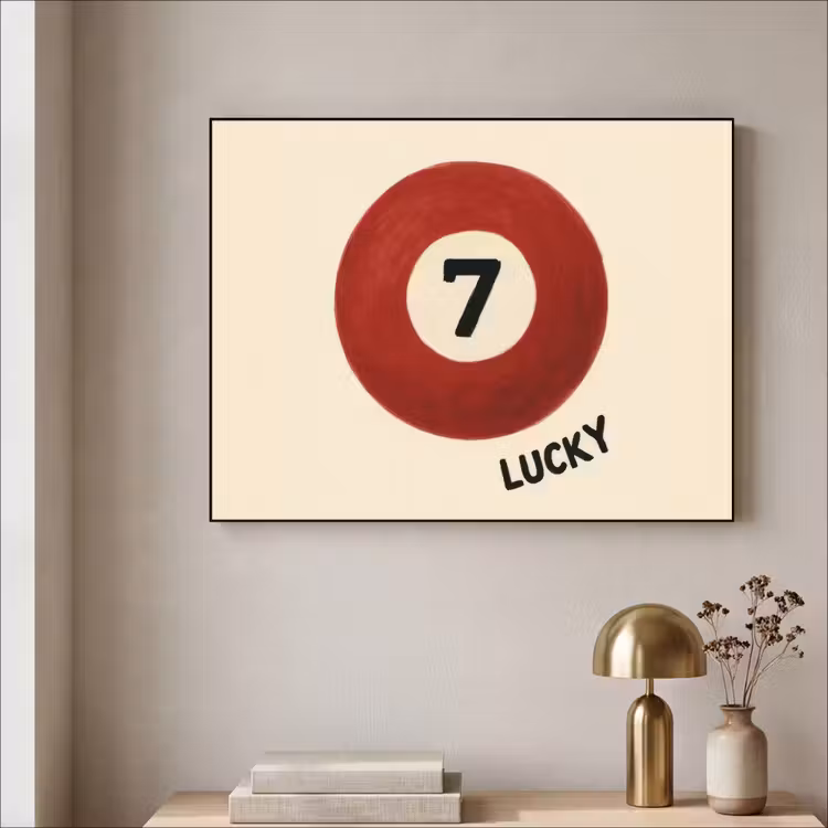 Cirkel - Zeven - Lucky - Rood Textielframe zwart klein -sfeer2