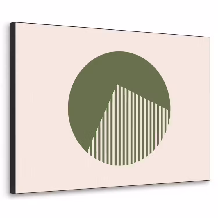 Cirkel - Strepen - Geometrisch - Abstract - Groen Textielframe zwart klein -3d