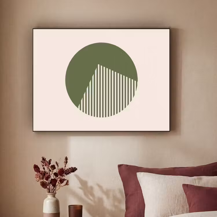 Cirkel - Strepen - Geometrisch - Abstract - Groen Textielframe zwart klein -sfeer1