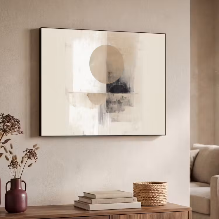 Cirkel - Compositie - Diepte - Beige Textielframe - compleet frame klein -sfeer3