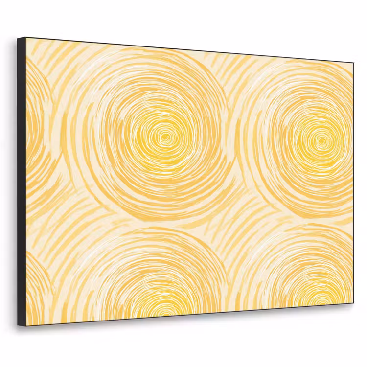 Cirkels - Abstract - Artistiek - Geel Textielframe zwart klein 947 -3d