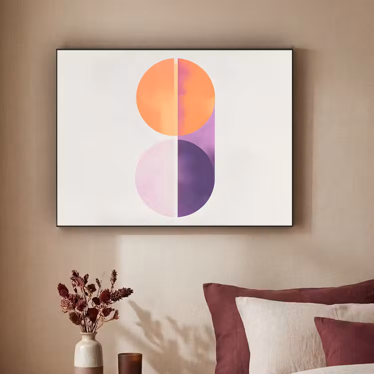 Cirkels - Abstract - Paars Textielframe zwart klein -sfeer1