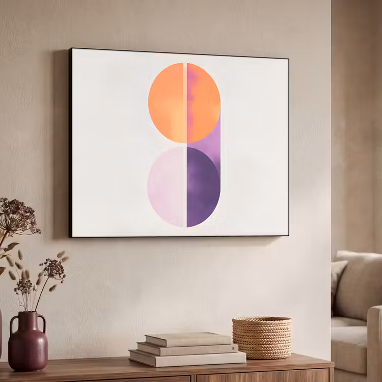 Cirkels - Abstract - Paars Textielframe zwart klein -sfeer3