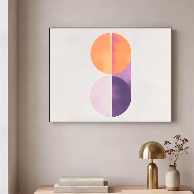 Cirkels - Abstract - Paars Textielframe - compleet frame klein -sfeer2