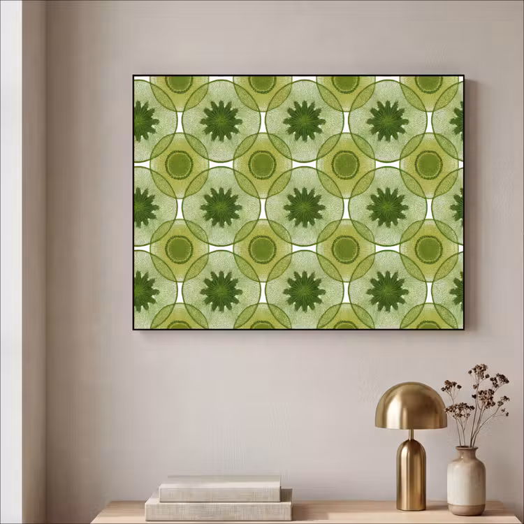 Cirkels - Patroon - Groen Textielframe zwart klein 947 -sfeer2