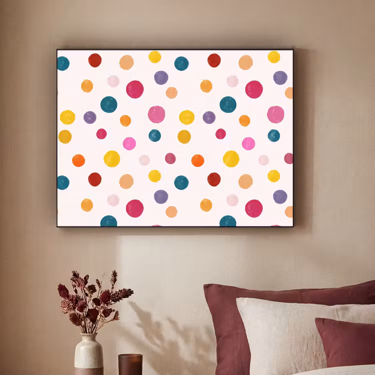 Cirkels - Speels - Kleurrijk Textielframe zwart klein 947 -sfeer1
