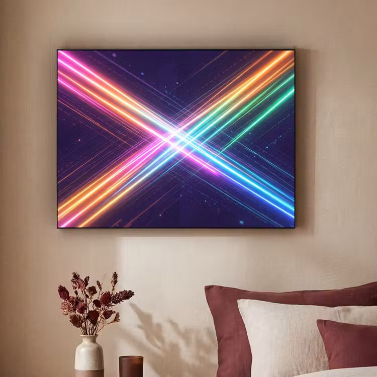 Kruisen - Lasterstralen - Neon Textielframe zwart klein -sfeer1