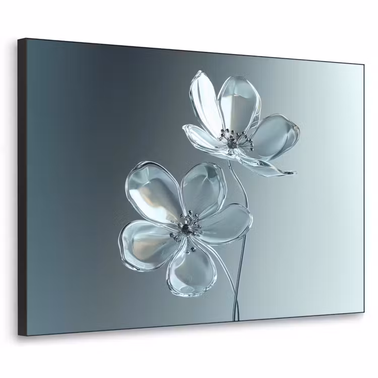 Kristal - Bloemen - Grijs Textielframe - compleet frame klein -3d