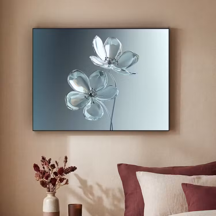 Kristal - Bloemen - Grijs Textielframe zwart klein -sfeer1