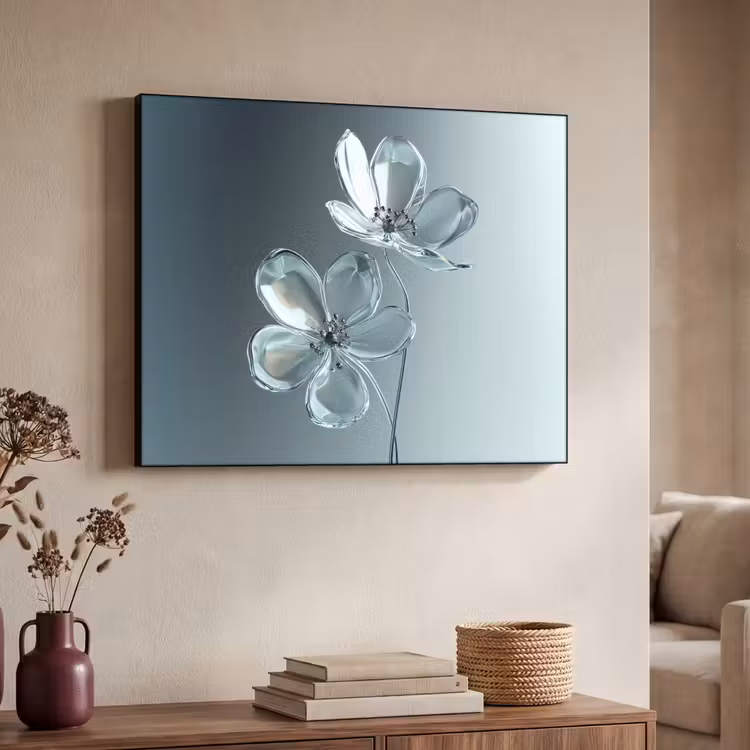 Kristal - Bloemen - Grijs Textielframe - compleet frame klein -sfeer3