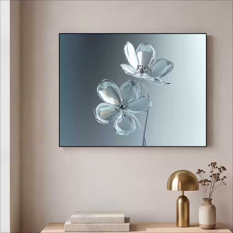 Kristal - Bloemen - Grijs Textielframe - compleet frame klein -sfeer2