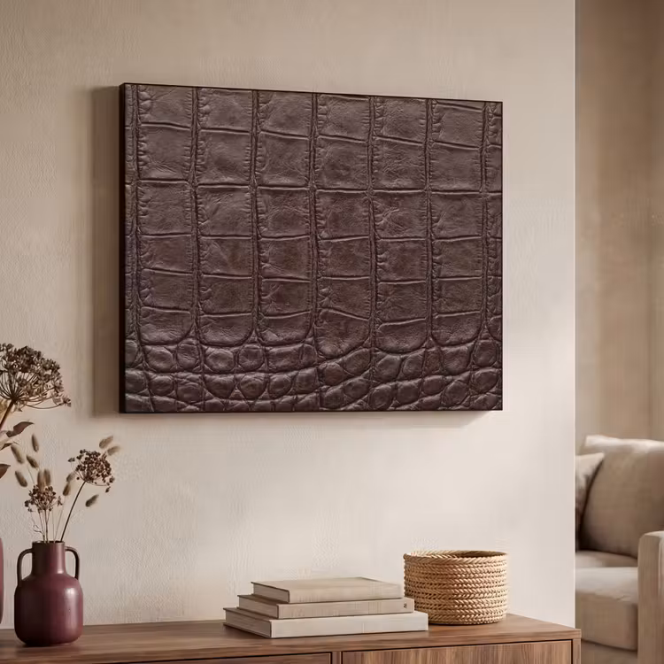 Krokodil - Leer - Bruin Textielframe zwart klein -sfeer3